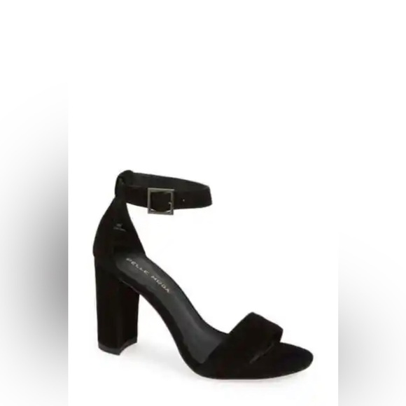 suede Black Block Peep Toe Heels Platforms - Picture 5 of 13
